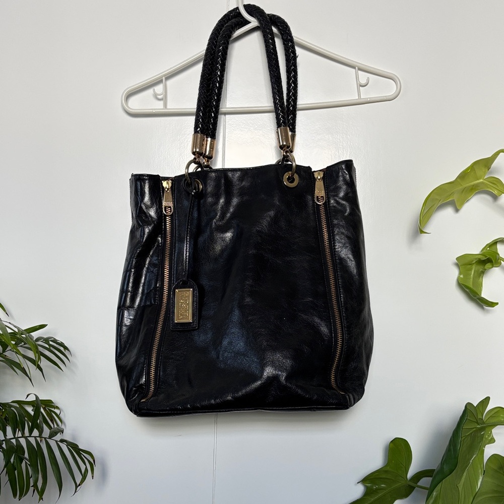 Badgley Mischka Black Tote with Gold Zippers